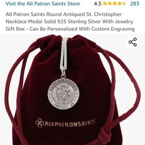 St. Christopher coin necklace, sterling silver